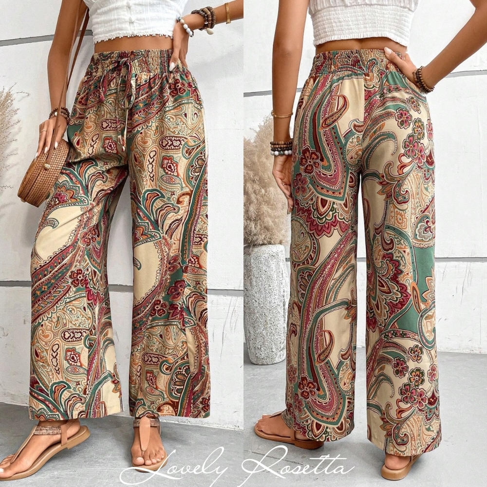 Eye-Catching Printed Wide-Leg Pants - Picture 9 of 13